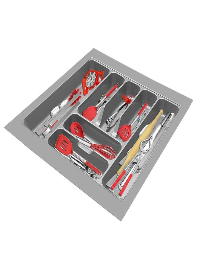 KEEPWELL Cutlery tray for kitchen drawer Flatware organizer Cutlery organizer tray for modular kitchen basket (Grey, 21X19 Inch) - Image 5